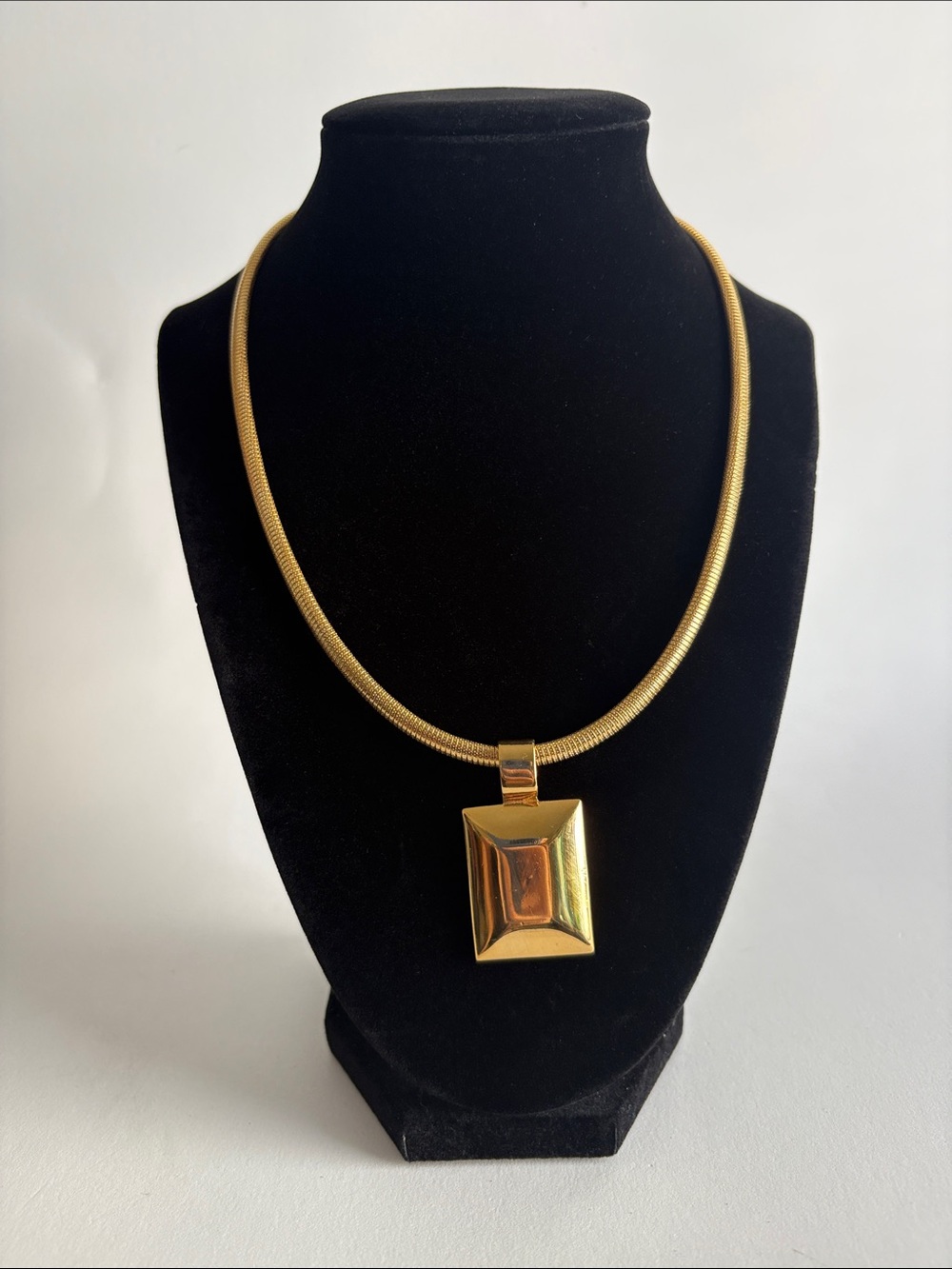 Premier Designs Gold Rectangle Pendant Snake Chain Necklace